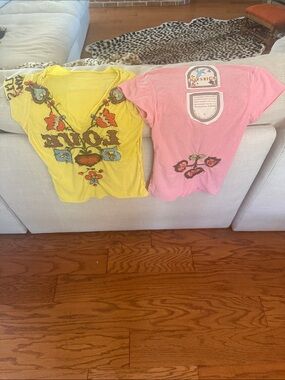 Joystick Short Sleeve Graphic Tee - Pink Floral Accent, embroidered